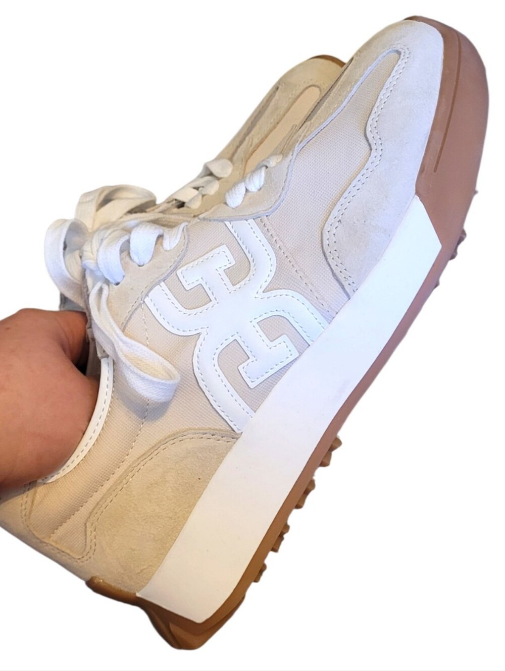Sam Edelman Langley Beige Women's Casual Lace-Up Sneakers Size 9